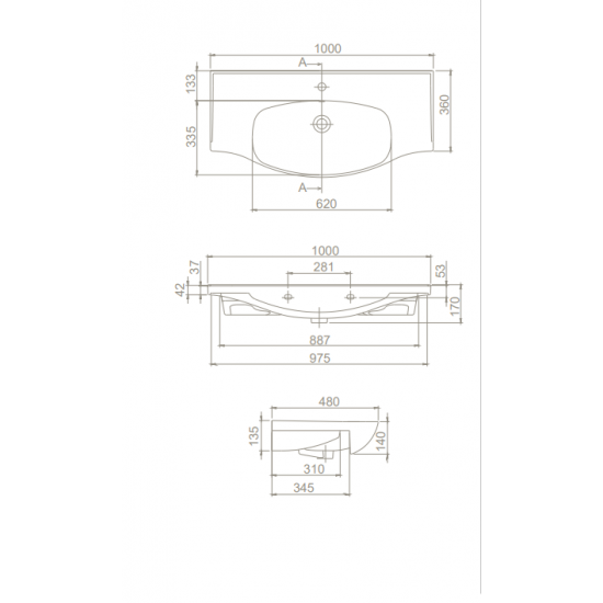 Νιπτήρας Επίπλου Πορσελάνης 100x46.8 cm Cerastyle Lila 082600-u Λευκό Νιπτήρας Επίπλου Πορσελάνης 100x46.8 cm Cerastyle Lila 082600-u Λευκό